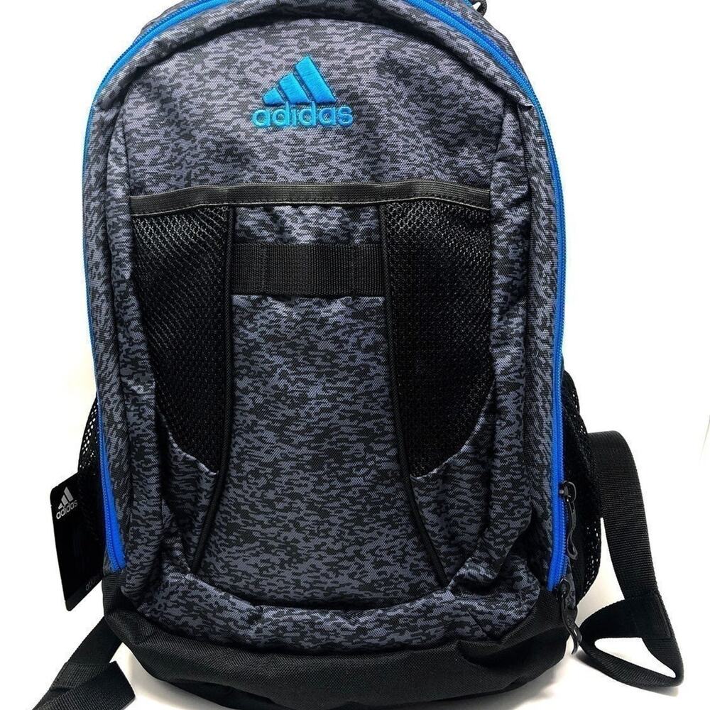 Adidas Mens Womens Backpack Pockets Black Blue Gray